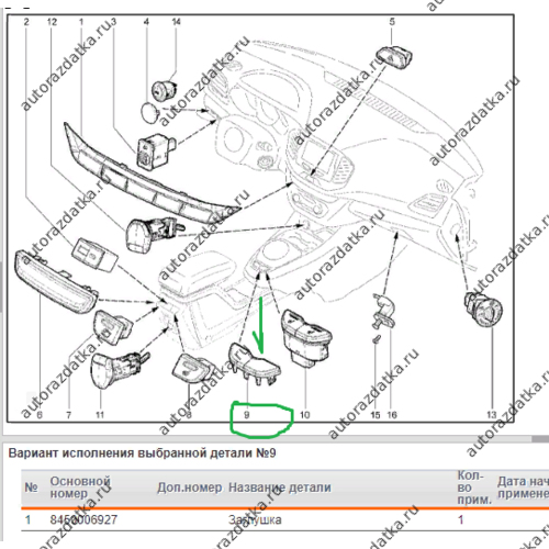 8450006927 Заглушка блока обогрева сидений 8450006927 Lada Vesta в Твери